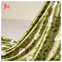 Tissu en satin de polyester de luxe tissé à motif floral imprimé sur mesure, vente en gros pour robes féminines