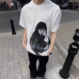 T-shirt Vintage Americana con Stampa Caratteristica, in Cotone Pettinato, Lavaggio Pesante Effetto Usurato, Vestibilità Ampia, a Maniche Corte, per Coppie, di Tendenza - Product Image 4