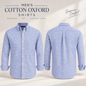 Camisas Oxford de Algodón para Hombre, Cuadros Gingham, Cuello con Botones, Manga Larga, Estilo Casual Elegante para Oficina, Tejido Oxford Premium, Logotipo Personalizado - Product Image 2