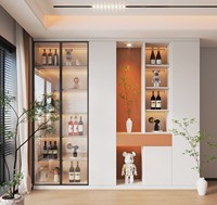 Armoire à vin de luxe personnalisée en bois Design moderne Bar en verre Meubles de salon