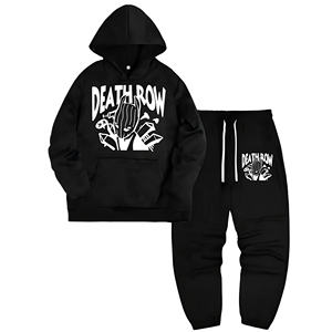 Nouvel ensemble athleisure respirant en coton uni avec capuche, style streetwear, survêtements pour hommes, vente en gros à prix abordable - Product Image 1