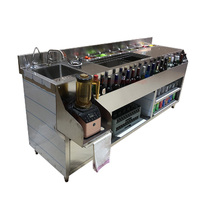 Station de cocktails en acier inoxydable de qualité commerciale avec réfrigérateur et évier, table de mélange multifonctionnelle