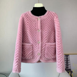 Abrigos cálidos cortos de piel de lana de cordero para mujer, chaqueta de abrigo <span class=keywords><strong>juvenil</strong></span> de oveja para mujer - Product Image 5