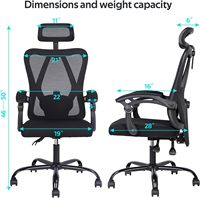 AJUNION Chaise de bureau ergonomique pour ordinateur de bureau Chaise de bureau avec dossier haut en maille et support lombaire réglable Chaises de travail pivotantes