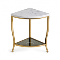 Table d'angle triangulaire en marbre avec structure métallique pour salon, table d'appoint de canapé