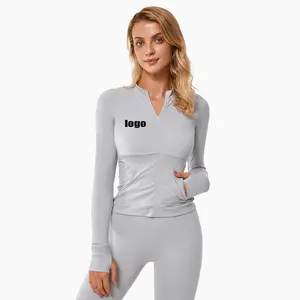 New Arrival Wholesale Sports Running Yoga Fitness Athletic Outfit Zip Up Oem Women Yoga Jackets With Pockets