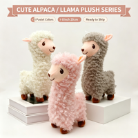 Peluche de Alpaca Rizada Suave de 8 Pulgadas, Muñeco de Llama de Peluche con Pelo Esponjoso, Premio para Máquinas de Arcade en Centros Comerciales, Venta Directa