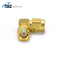 Adaptateur coaxial RF coudé SMA mâle vers SMA mâle à polarité inversée plaqué or INERGEK RPSMA-JWJ, connecteur 50 Ohm