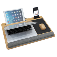 Support portable en bois pour ordinateur portable avec coussin moelleux, pliable, multifonctionnel, pour tablette et moniteur
