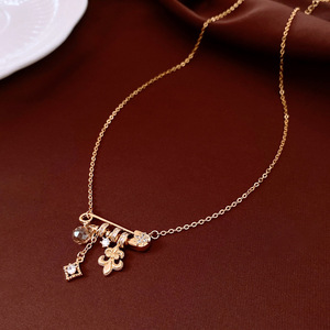 Collier avec pendentif <span class=keywords><strong>ancre</strong></span> <span class=keywords><strong>de</strong></span> <span class=keywords><strong>bateau</strong></span> en zircon incrusté <span class=keywords><strong>de</strong></span> plaqué or véritable, design personnalisé, chaîne <span class=keywords><strong>de</strong></span> clavicule, méthode solide, tempérament - Product Image 6