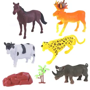 Figuras realistas 3D de plástico, al por mayor, conjunto de animales sólidos de granja para niños