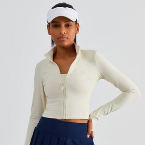 Chaquetas de Yoga de manga larga para <span class=keywords><strong>mujer</strong></span> FLW, Camiseta deportiva transpirable y ligera para correr, entrenamiento, gimnasio, Fitness, ropa deportiva - Product Image 3