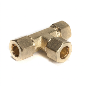 Raccord en T à compression en laiton, construction forgée, résistant à la corrosion, pour raccordement de tubes, plomberie basse pression, alimentation en eau, OEM - Product Image 1