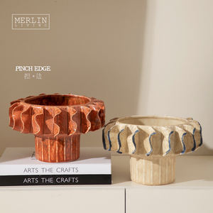 マーリンリビング手作りフルーツプレートモダンピンチフラワーセラミックフルーツボウルその他室内装飾品潮州工場卸売OEM - Product Image 1