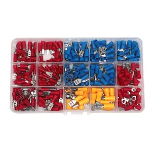 280PCS PVC Electrical Connectors Mixed Assorted Lug Kit Insulated Spade Wire Connector Crimp Terminal Spade Ring Set