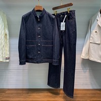 Veste ample pour homme en denim délavé, style chinois 'Old Money' et nouvelle traditionnelle, imprimée par décharge, pour printemps automne