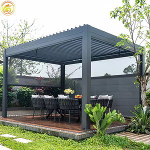 Pérgola Bioclimática Inteligente con Techo de Láminas de Aluminio Motorizadas, Impermeable, con Luces LED y Sensor de Lluvia <span class=keywords><strong>para</strong></span> Jardín o Patio - Product Image 2