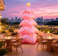 Sapin de Noël gonflable rose rêveur multicouche avec décorations de perles pour décoration intérieure et extérieure, accessoire de présentation