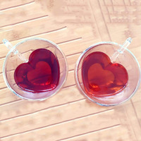 Tasse transparente en verre, à Double paroi et en forme de cœur, gobelet d'amour, pour le thé et la bière, idée cadeau, 1 pièce