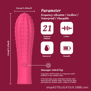 Vibrateur en forme de cactus en silicone texturé, stimulateur clitoridien, vibrations puissantes, baguette de massage corporel, jouets pour adultes pour la masturbation féminine - Product Image 3