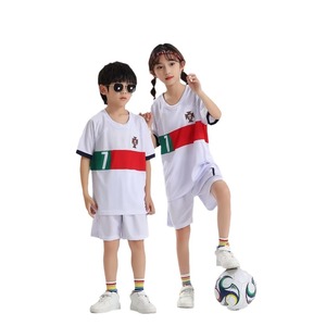 22-23 Portugal Away White No.7 <strong>Ronaldo</strong> Summer Football Uniform Set Children's Digital Print Jersey Shorts 100% Automated Cutting - Product Image 5