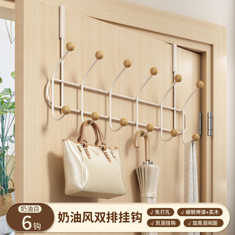 ลูกปัดไม้ 6 ตะขอ - สีขาวน้ำนม