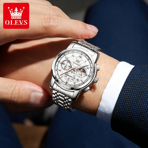 <span class=keywords><strong>Montre</strong></span> OLEVS 2983 de luxe, design OEM personnalisé, sport, acier inoxydable, phase de lune, <span class=keywords><strong>chronographe</strong></span>, lumineuse, étanche, quartz, pour homme - Product Image 4