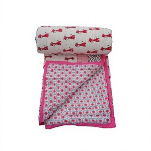 Indian Handmade Reversible Cotton <b>Quilt</b> Organic Eco-Friendly All-Season Soft Floral Print Blanket Bed Spread Home Decor Block - Product Image 1