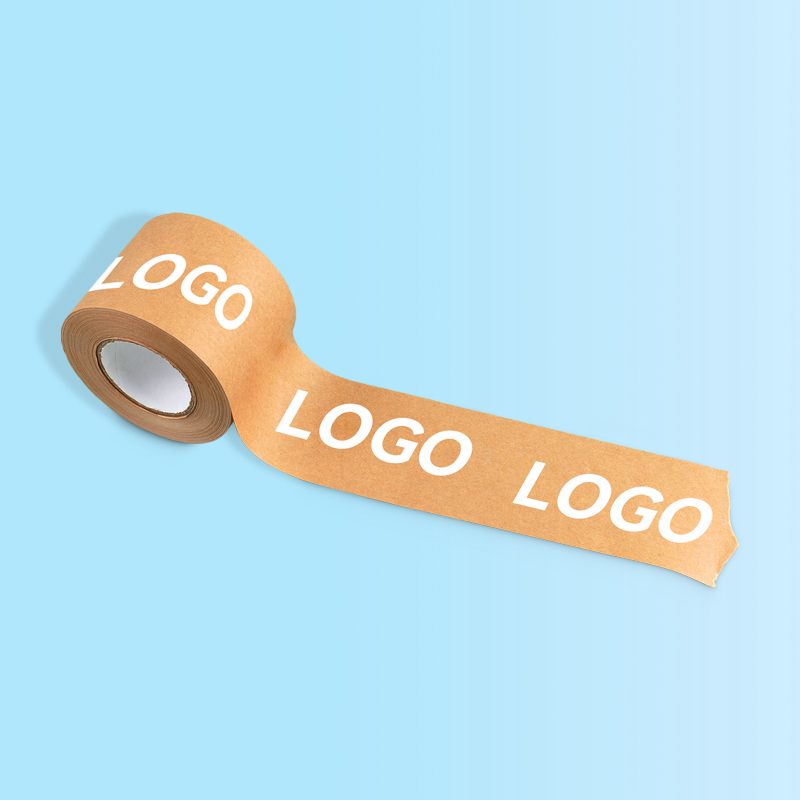 Custom Printed Logo Brown Gummed Reinforced Water Activated Rubber BOPP Waterproof Packing Kraft Paper Tape