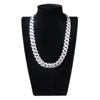 Collar de cadena cubana con diamantes de Hip Hop para mujer, joyería de plata de ley 925 pura