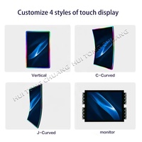Moniteur incurvé tactile Huitongchuang 55 pouces avec éclairage LED, cadre en aluminium, capacité d'affichage enveloppant, pour jeux, noir