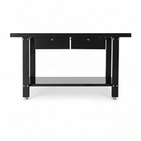 Banc de travail en acier robuste avec étagère de rangement, bord surélevé anti-chute et pieds réglables pour garage et atelier