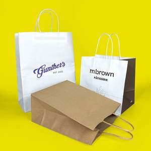 Sac en papier kraft de luxe écologique de haute qualité, biodégradable, avec poignée thermoscellée, personnalisable pour l'emballage de pizzas et de lait - Product Image 4