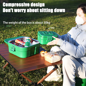 Kotak Pendingin & Penghangat Makanan Portabel Multifungsi Persegi dari Stainless Steel untuk Piknik & Aktivitas Luar Ruangan - Product Image 4