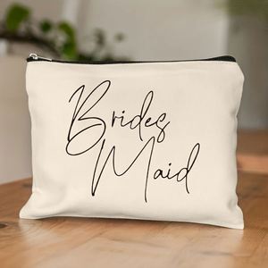 Custom Logo Cross Grain Canvas Zipper Pouch Eco-Friendly Geometric Pattern Multifunctional Cosmetic <b>Makeup</b> Bag Stationery <b>Case</b> - Product Image 2