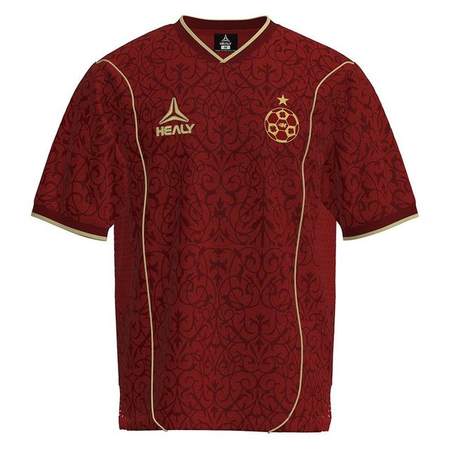 HEALY Customizable Men Retro Red Black Color Soccer Jersey Vintage Digital Print Logo 100% Polyester Sport Wear Jersey