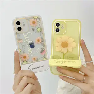 Kore tarzı çiçekler baskı telefon kılıfı gizli standı tutucu ile iphone 13 14 12 11 pro max, gizli halkalı telefon kılıfı telefon kılıfı