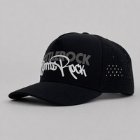 Casquette de baseball à 5 panneaux avec logo brodé personnalisé, polyester perforé au laser, séchage rapide, détail en corde, OEM ODM, légère