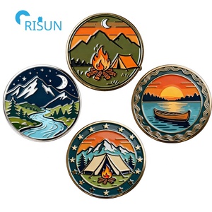 Camping Wilderness Montagnes Rivières Lacs Forêts Lever du soleil Nature Épinglettes en émail Badges Broches Épingles en émail personnalisées Nature - Product Image 5