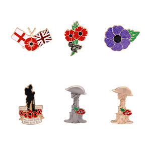 Broche pour femme en alliage plaqué or, motif fleur rouge et violette, pour le Memorial Day, le Jour du Souvenir, les mariages, les fiançailles, épinglette de pavot, cadeau, fête - Product Image 5
