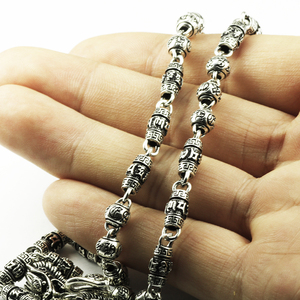 Gerçek gümüş 925 takı buda boncuk zincir kolye erkekler için - Product Image 6