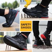 Chaussures de Sécurité GUYISA, Bottes de Travail Noires Tendance, Antidérapantes, Imperméables en Cuir avec Embout en Acier pour Hommes de l'Industrie Lourde