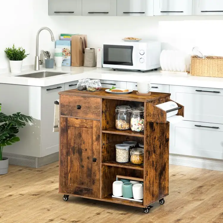 Оптовая продажа кухонный шкаф для хранения в промышленном стиле кухонный шкаф с ящиками и колесами для органайзера для приготовления пищи