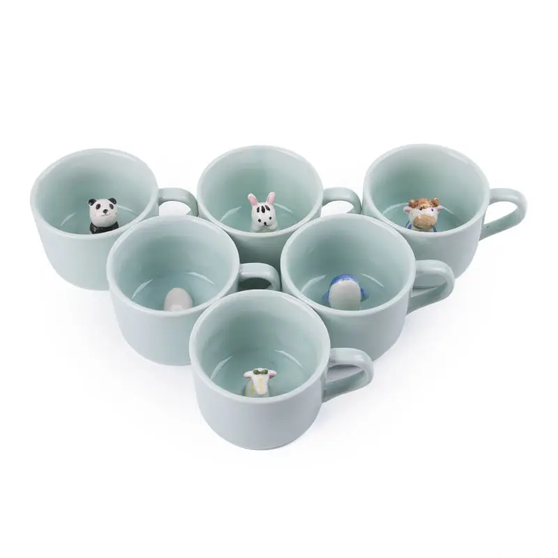 Cute Cartoon Handmade Ceramics Coffee or Tea Mug 8 OZ Horse Animal Inside Cups