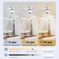 Ventilateur de plafond lumineux RGB Bluetooth en promotion, ampoule LED E27 avec pales de ventilateur détachables et télécommande pour chambre et salon