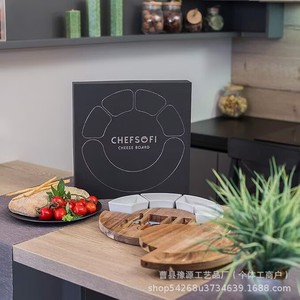 Juego de Tabla de Quesos Giratoria de Madera Maciza con Cuchillos, Bandeja de Servir de Madera de Acacia para Picnic, Fiestas y Aperitivos - Product Image 3