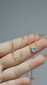 Xinfly - Collar de Diamantes en Forma de Corazón con Aguamarina y Oro Puro de 18K, Joyería Fina Au750, Personalizable - Product Image 2