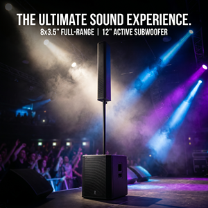 Enceinte colonne métallique 8*3.5 pouces, pack subwoofer amplifié 12 pouces 20W avec égaliseur complet, contrôle Bluetooth/XLR via application, garantie 1 an, son clair - Product Image 3
