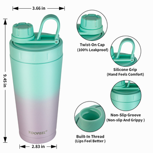 Botella Mezcladora Aislada de Acero Inoxidable de 600 ml con Logotipo Personalizado, Botella Deportiva para Gimnasio, Bebida Directa, Proteína de Suero, Libre de BPA, Ecológica - Product Image 6