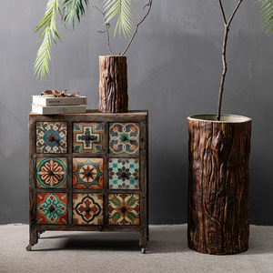 Jarrón grande con textura de corteza Pastoral de Jingdezhen <span class=keywords><strong>para</strong></span> patio Hotel Homestay y jardín maceta verde adorno suculento - Product Image 2